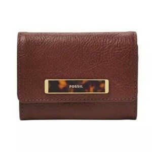 FOSSIL Small Flap Wallet Blake Leather - Brown NEW